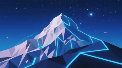 Stylized mountain under starry sky