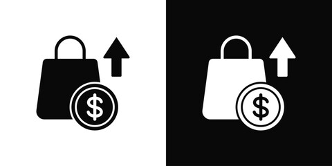 Sales Icon Set White Black Background Style