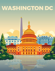 Washington dc travel poster shirt design wall art