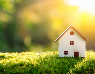  Property home and real estate insurance concept. miniature model house. Mortgage concep.