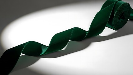 Green Ribbon in Waves Displayed Against a White Background