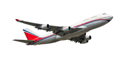 Boeing 747 Taking Off on White Background
