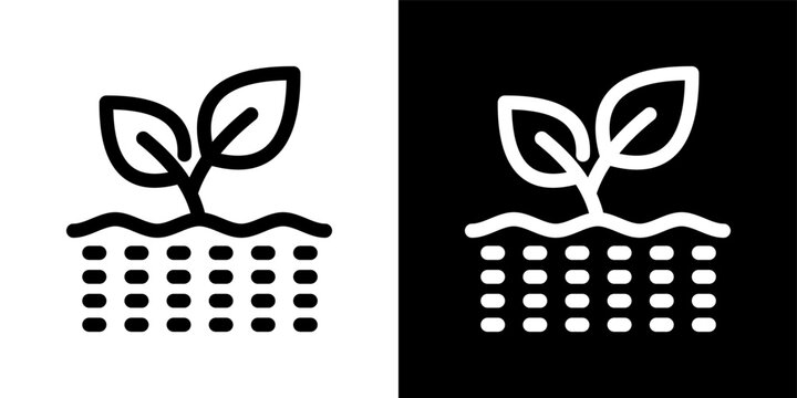 Regenerative Agriculture icon set in outline black and white style vector illustration
