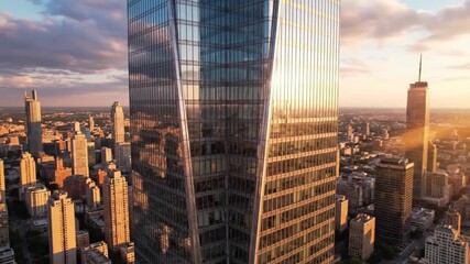 Chicago Skyscraper Sunset Aerial - Modern Architecture Background for Business Luxury Promo - Powered by Adobe