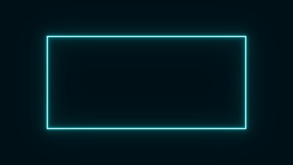 Radiant teal neon rectangle frame on a dark background. Futuristic luminous border suitable for digital ads, tech templates and night-themed visuals. © Greta