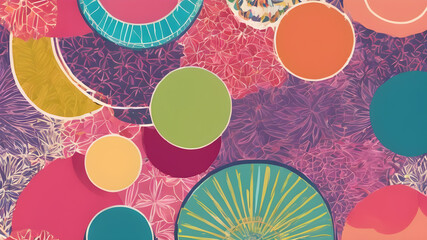 Hand drawn geometric seamless  Round circular dot  polka dot pattern. doodle.  AI generated image, ai