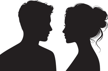 Fototapeta premium Elegant silhouette of a couple gazing at each other passionately vector illustration