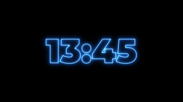 glowing neon 15 minute Countdown. neon 15 to 0 minute Countdown timer on black background. neon Countdown timer from 15 minute to 0 minute suitable for presentations