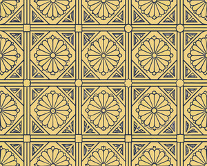 Golden geometric floral pattern a repeating design with stylized blossoms