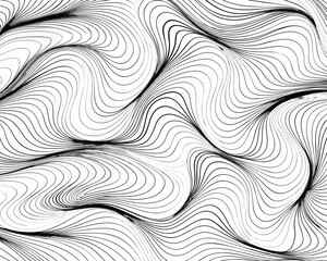 Abstract wave pattern created with black and white flowing lines
