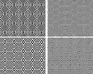 Geometric patterns a collage of repeating black and white designs