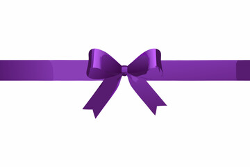A vibrant purple ribbon formed into a decorative bow on a white background