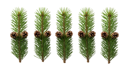 Pine Branches and Cones on Black Background