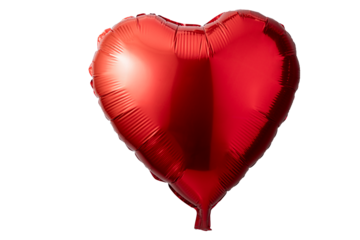 Heart Balloon. Celebrating Saint Valentine's Day with Love shaped red foil air balloon isolated on transparent background