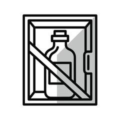 No Alcohol Bottle in Box Line Icon
