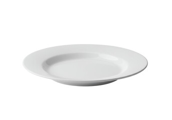 transparent ceramic dinner plate, perfectly round, shallow, glossy, elegant rim, isolated against transparent background with copy space, soft studio light, Concept of minimalist design and purity