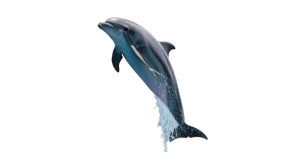 Dolphin leaping from the water isolated PNG with Transparent Background