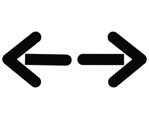 Horizontal double-headed arrow vector icon: symbol for expand, scale, width, measure, resize, or bi-directional movement in a modern, bold, and rounded style.