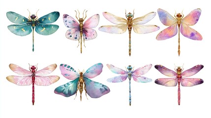Vivid Watercolor Insects Art: Dragonflies & Moths
