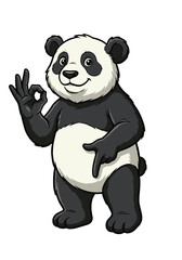Cute Cartoon Panda Making OK and Down Meme Gesture &ndash; Funny Bear Character in 6 7 Meme Inspired Pose