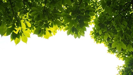 Obraz premium Sunlight filtering through lush green tree leaves overhead