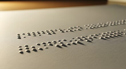 An embossed braille page lit softly from the side for clear tactile detail.