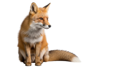Alert Red Fox Sitting Upright isolated PNG with Transparent Background