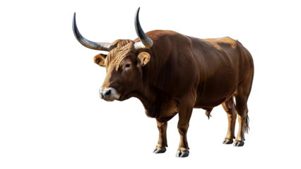 Brown Bull Standing Isolated on White Background