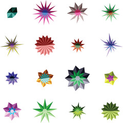 Variety of Abstract Geometric Shapes in Many Different Colors