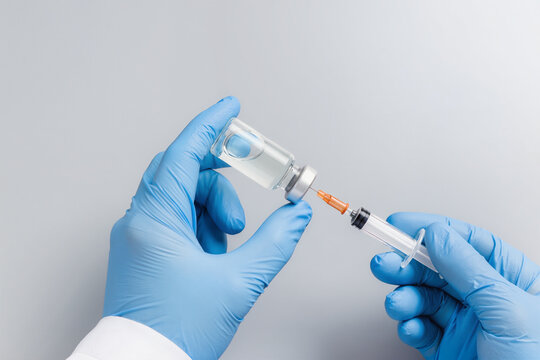 vaccines fight against virus covid-19 corona virus, doctor or scientist in laboratory holding a syringe with liquid vaccines for children or older adults, Concept-diseases, medical care, science - Powered by Adobe