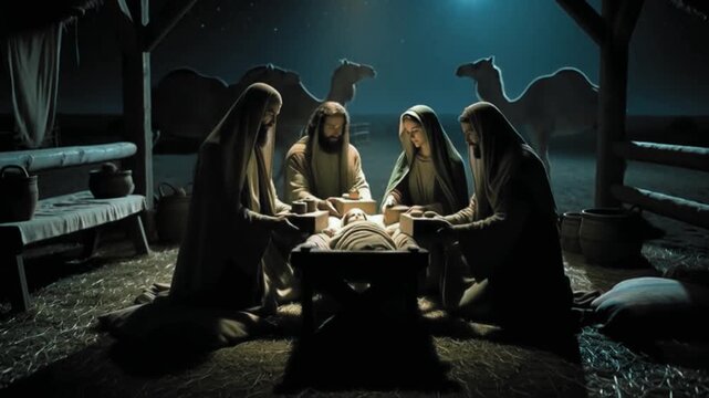 A symbolic depiction of the wise men&rsquo;s gentle journey, soft desert twilight paths, and peaceful epiphany moments guided by a single bright star Generative AI.