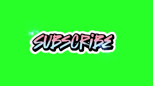 Animated subscribe call-to-action on vibrant green screen for dynamic video editing, perfect for YouTube channel promotion and growing your online audience now