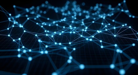 Abstract Futuristic Plexus Network Background with Glowing Blue Nodes and Data Connections