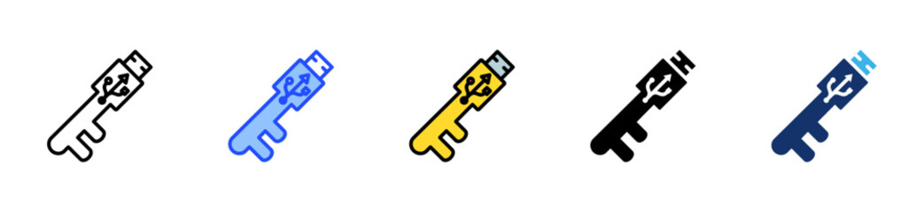 Fototapeta premium Security Key Icon Collection With Multiple Styles