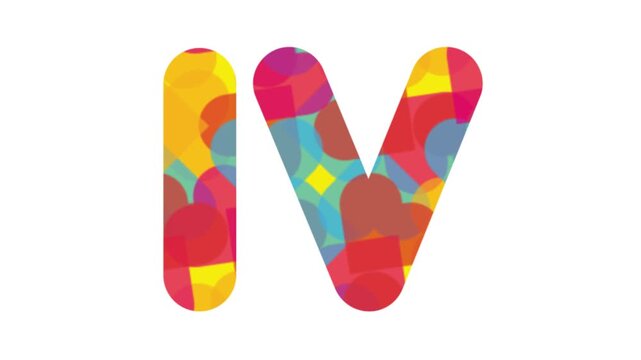 Colorful Geometric Letters Forming the Term IV on White