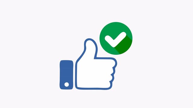 Blue thumbs up icon with green checkmark ideal for positive feedback, agreement, approval, success, validation, social media, and digital interfaces.