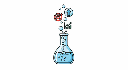 Science and Business Growth Concept Illustration with Laboratory Flask