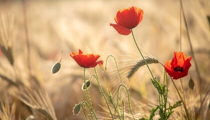 Naklejka premium field of poppies