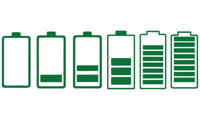 Battery Level Icon Vector – Charging, Power, and Energy Status Symbols for Digital and Eco Designs