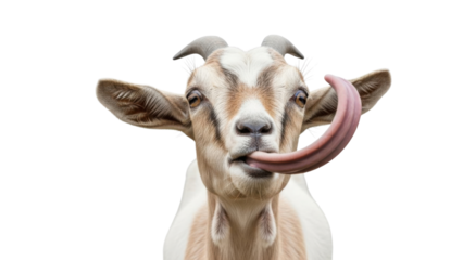 Goat sticking out its tongue isolated PNG with Transparent Background