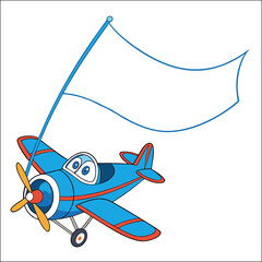 Cartoon vector illustration of an airplane flying in the sky representing air travel and transportation