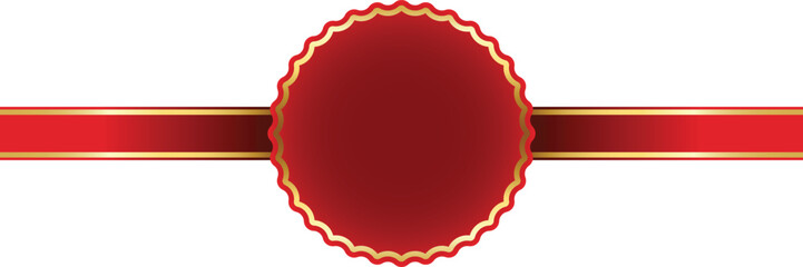 Red and Gold Rosette Ribbon Gift and Present Design Element