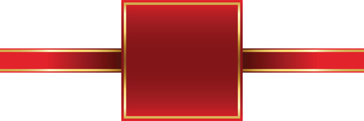 Red and Gold Ribbon with Rosette Graphic. Frame Template on Transparent background.