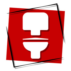 toilet, red banner in a frame. Vector illustration on a white background.
