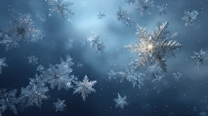 Crystal snowflakes in winter sky theme for seasonal decor and design inspiration