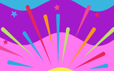 Abstract colorful watercolor background with pink and rainbow star pattern illustration vector design 