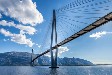The Helgelandsbrua, a suspension bridge in Northern Norway