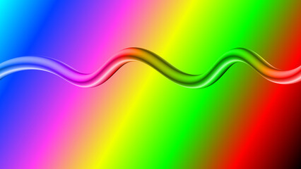 Dynamic abstract wave pattern with colorful fractal lines and a vibrant rainbow illustration backdrop
