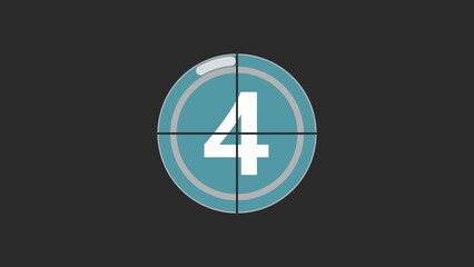 Glowing number 4 countdown illustration. Movie film strip with countdown number on grunge background.
