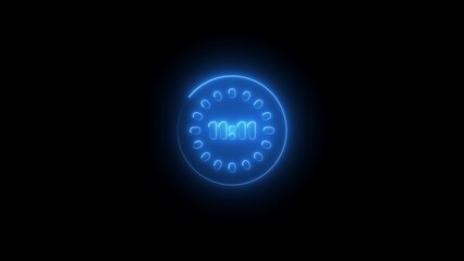 Blue Neon Circular Display Showing 11 clock time on Black Background image
